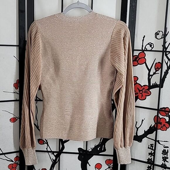 Reiss Stella Metallic Semi-Sheer Sleeve Top - Picture 7 of 8